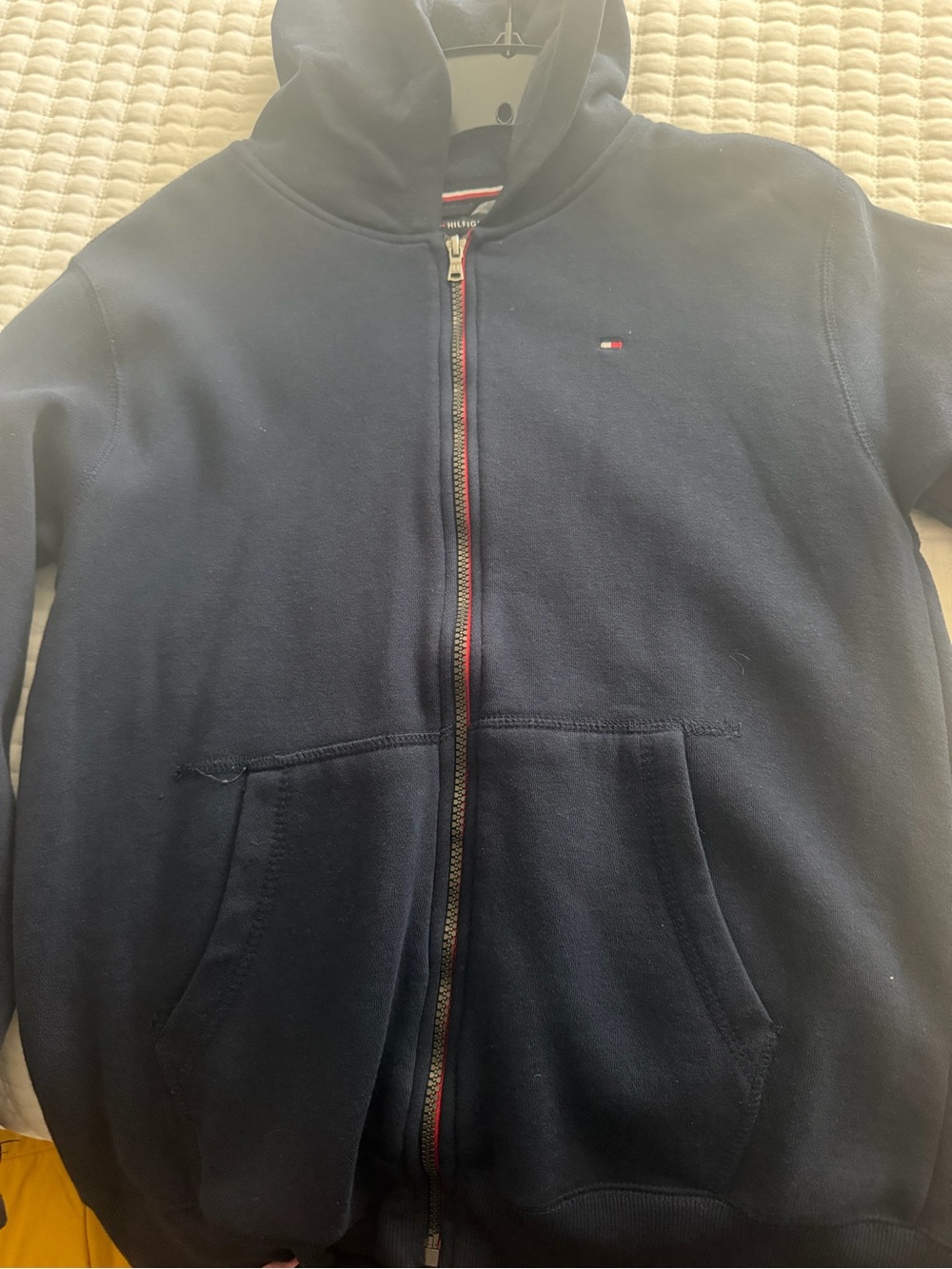 Tommy Hilfiger Navy Hoodie with Red & White Trim
